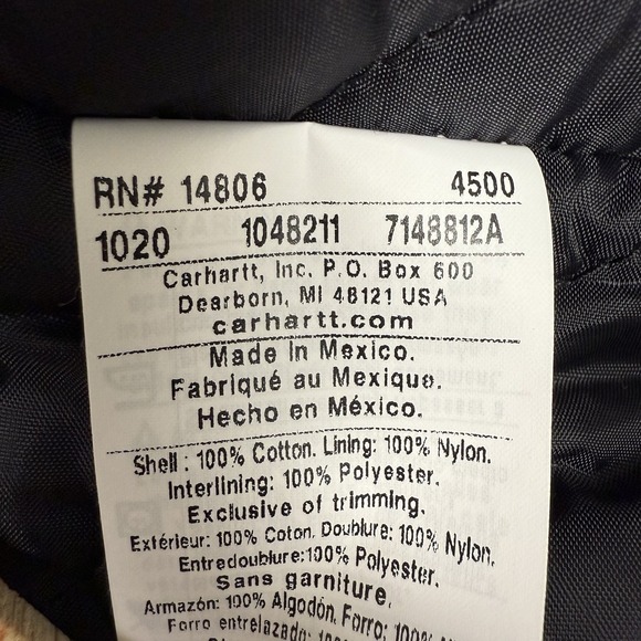 Carhartt Jacket COO3-BRN Brown Size 3XL Quilted Lined Chore Coat Canvas NWT - Picture 11 of 16